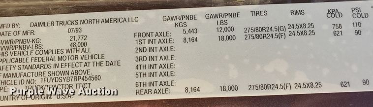 image for item JM9295 1994 Freightliner FLD  dump truck