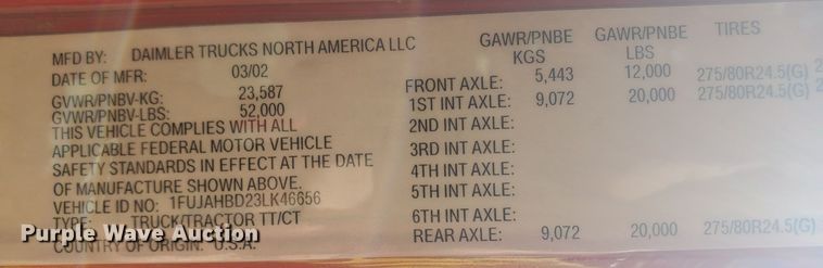 image for item JM9296 2003 Freightliner FLD  semi truck