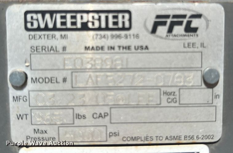 image for item JX9447 Sweepster LAF5272-0783  skid steer grapple bucket