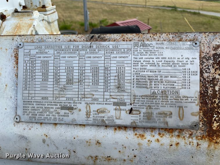 image for item KE9340 2002 International 7400  digger derrick truck