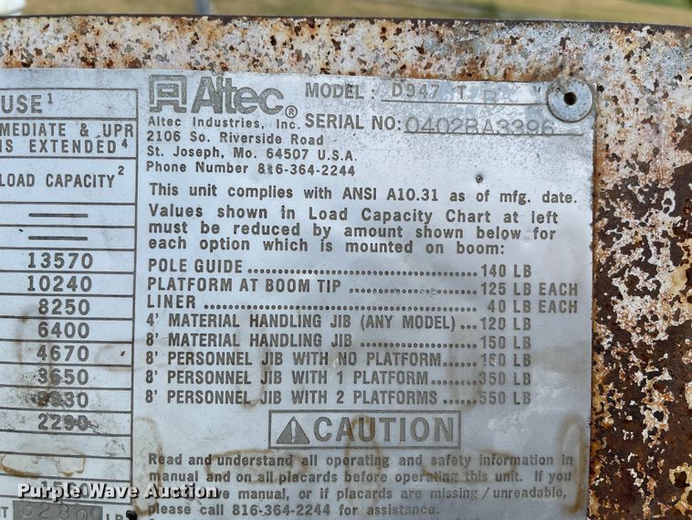 image for item KE9340 2002 International 7400  digger derrick truck