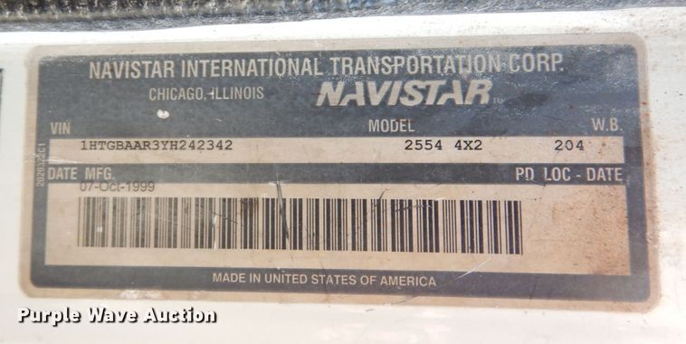 image for item KR9116 2000 International 2554  sewer jetter truck