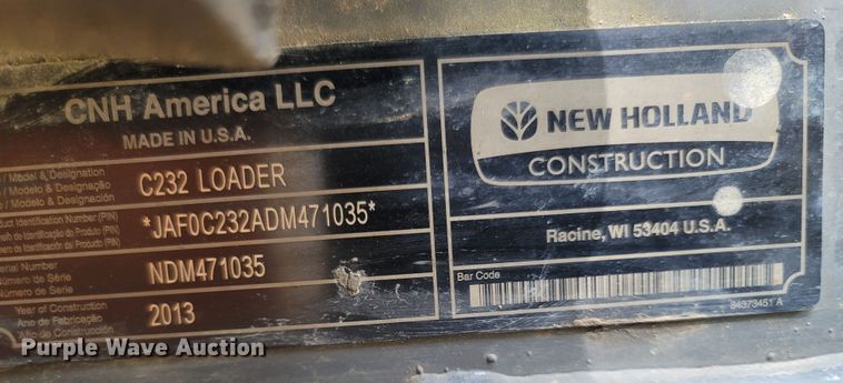 image for item LM9638 2013 New Holland C232  tracked skid steer loader