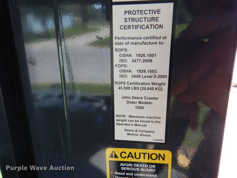 image for item MF9768 2015 John Deere 700K LGP  dozer