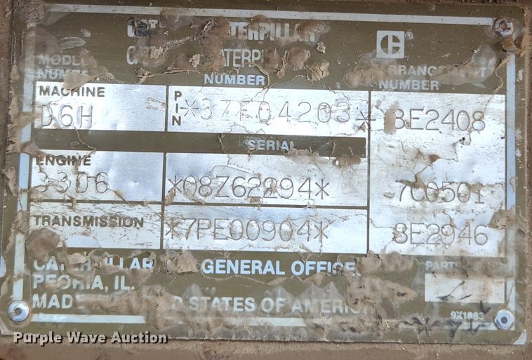 image for item MK9100 1991 Caterpillar D6H  dozer