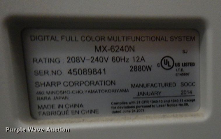 image for item DB7901 Sharp MX-6240N  multifunction printer