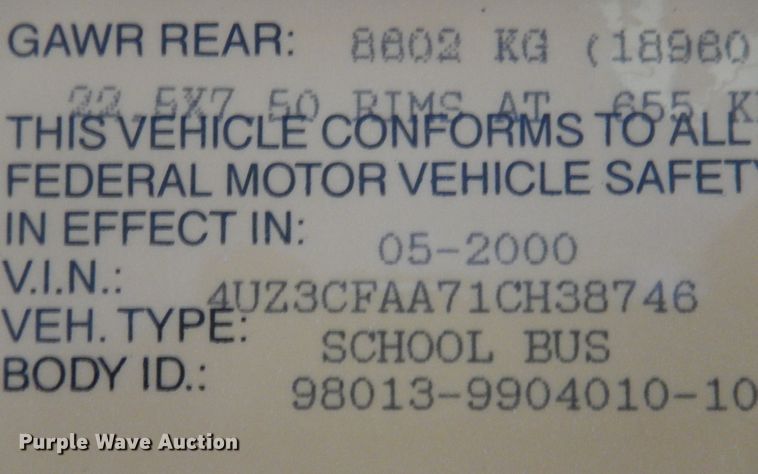 image for item DB7902 2001 Freightliner FS65  school bus