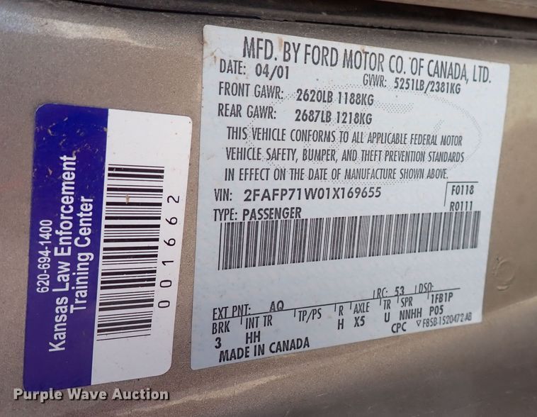 image for item DG2691 2001 Ford Crown Victoria Police Interceptor