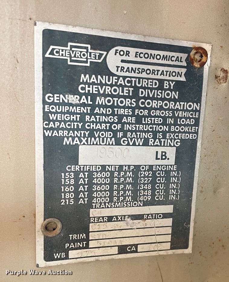 image for item DJ5212 1965 Chevrolet C60  flatbed truck