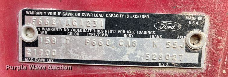 image for item DJ5213 1978 Ford F600  truck cab and chassis