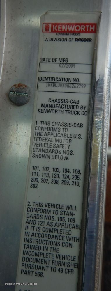 image for item DN1678 2010 Kenworth T800  dump truck