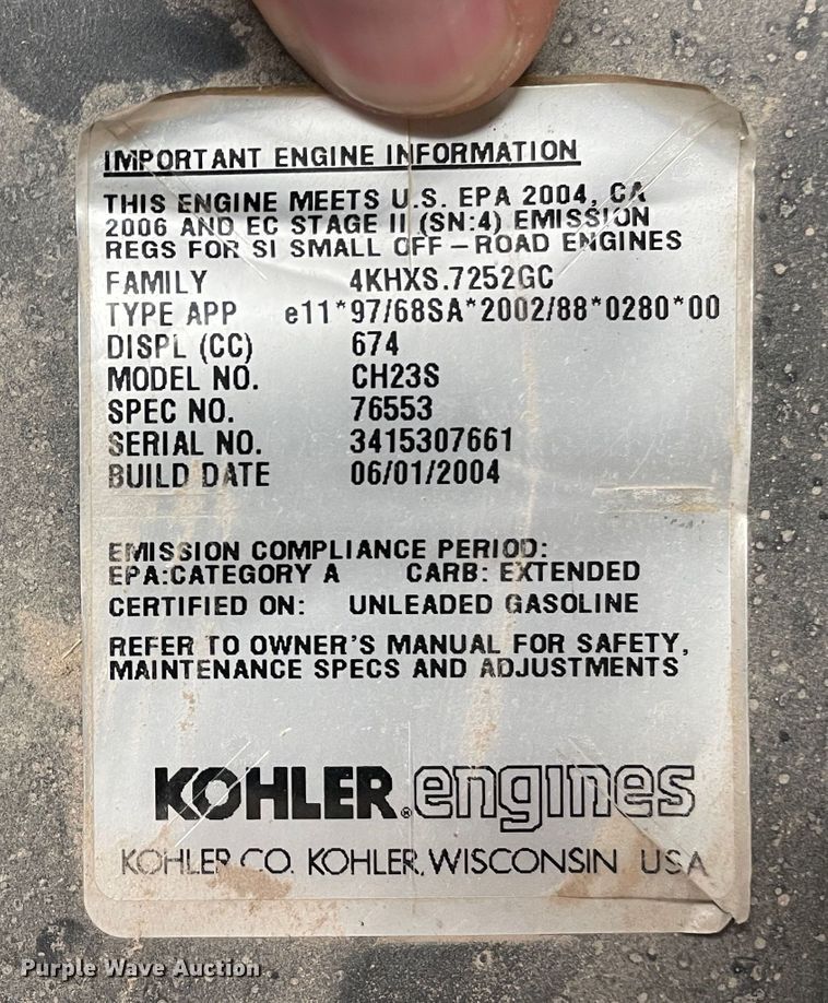 2004 Kohler CH23S engine in Canadian, TX Item DN5122 sold Purple Wave