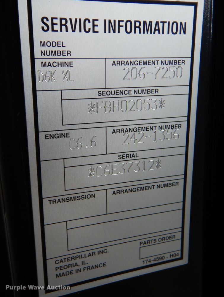 image for item DO1478 2011 Caterpillar D6K XL  dozer
