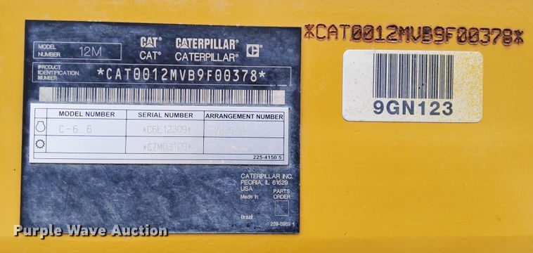 image for item DR0931 2009 Caterpillar 12M  VHP Plus motor grader