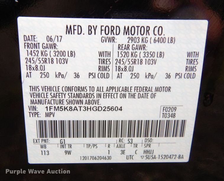 image for item DS1333 2017 Ford Explorer Police Interceptor  SUV