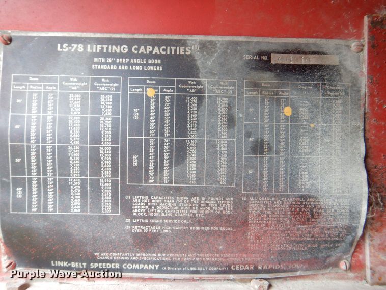 image for item DS8180 1967 Link-Belt LS-78  crane