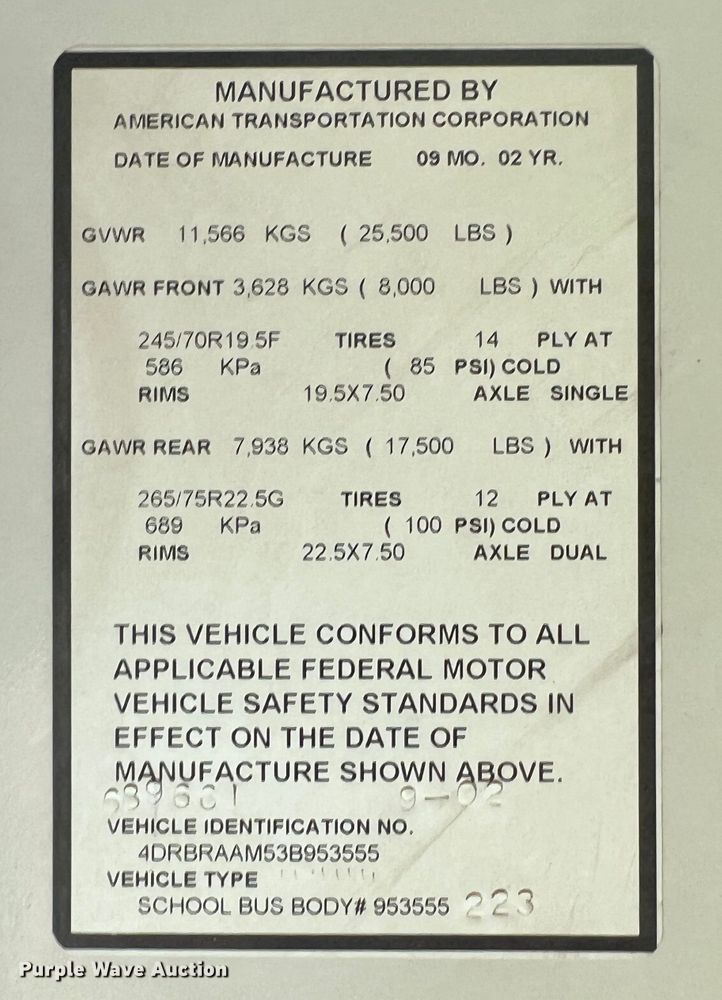 image for item DS8480 2003 International CE  school bus