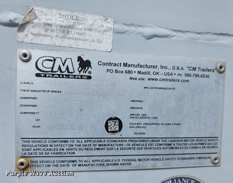 image for item JB9084 2003 CM  enclosed cargo trailer