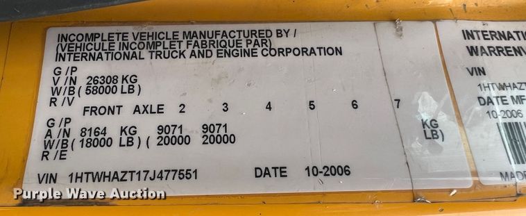 image for item JM9145 2007 International 7400  dump truck