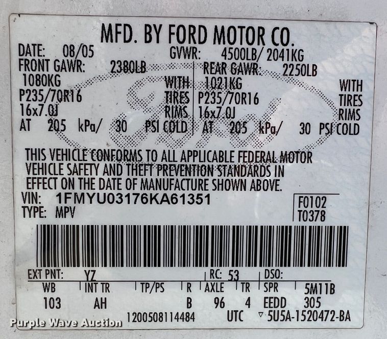 image for item JX9416 2006 Ford Escape XLT  SUV