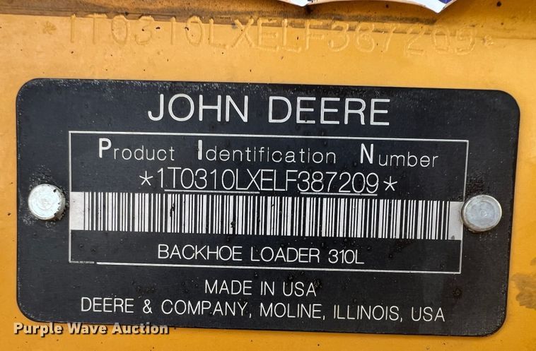 image for item JX9430 2020 John Deere 310L  backhoe