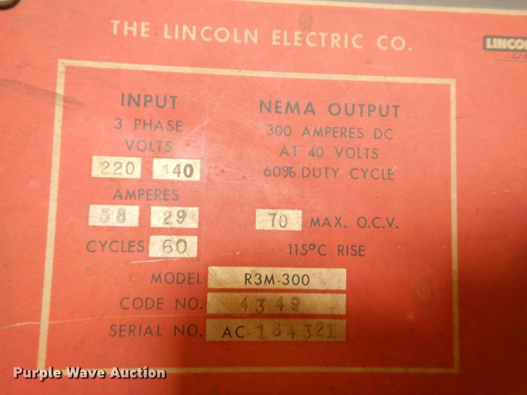 image for item MF9162 Lincoln Idealarc R3M-300  welder
