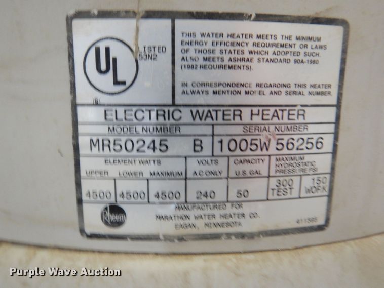 image for item MF9168 Rheem Marathon  electric hot water heater