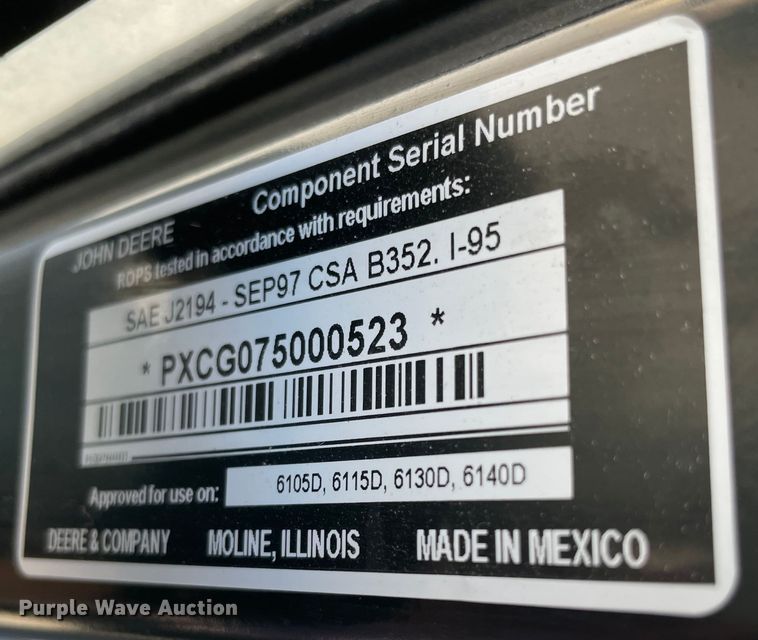 image for item MJ9079 2013 John Deere 6115D  MFWD tractor