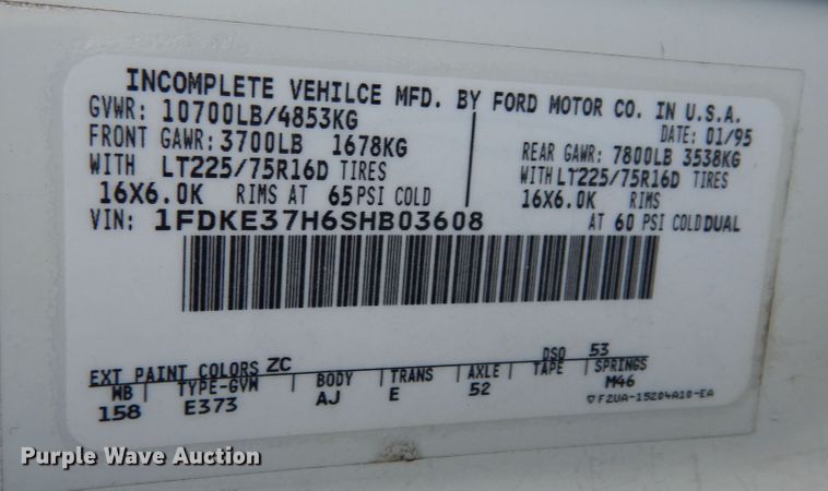 image for item DM3034 1995 Ford Econoline E350  box truck