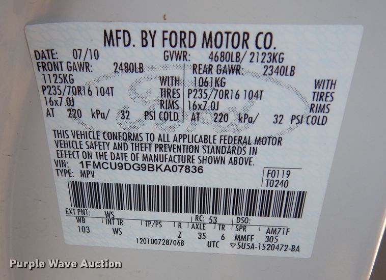 image for item DM3036 2011 Ford Escape XLT  SUV
