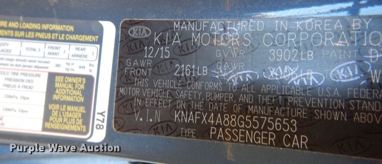 image for item DM3039 2016 Kia Forte EX