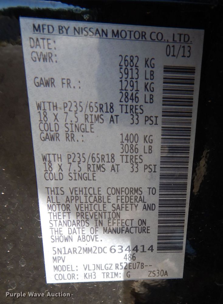 image for item DM3041 2013 Nissan Pathfinder SL  SUV