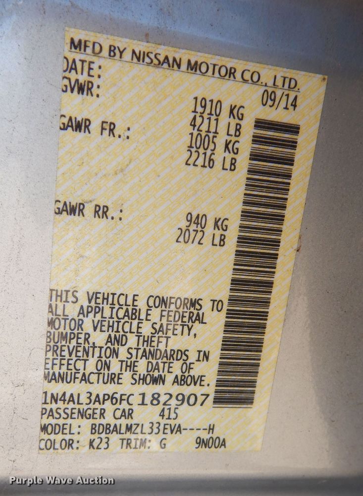 image for item DM3044 2015 Nissan Altima SV