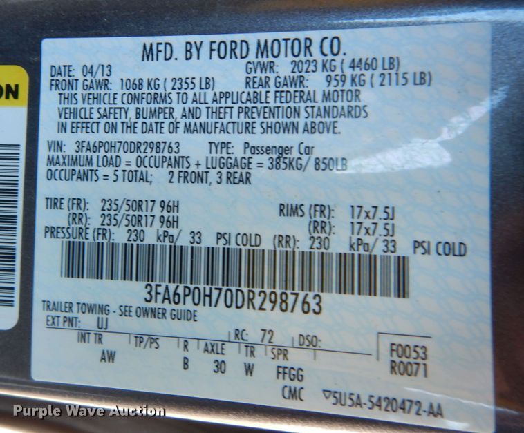 image for item DN1685 2013 Ford Fusion SE