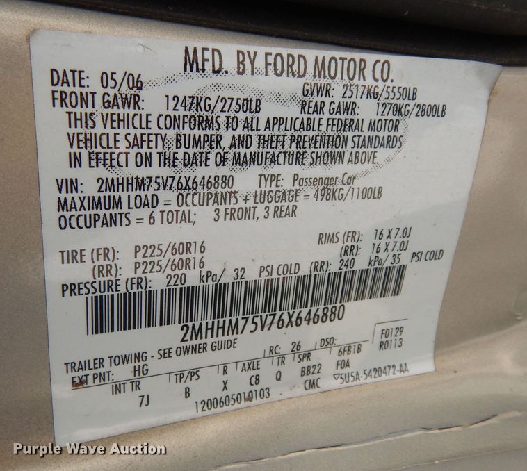 image for item DN1726 2006 Mercury Grand Marquis LS Limited