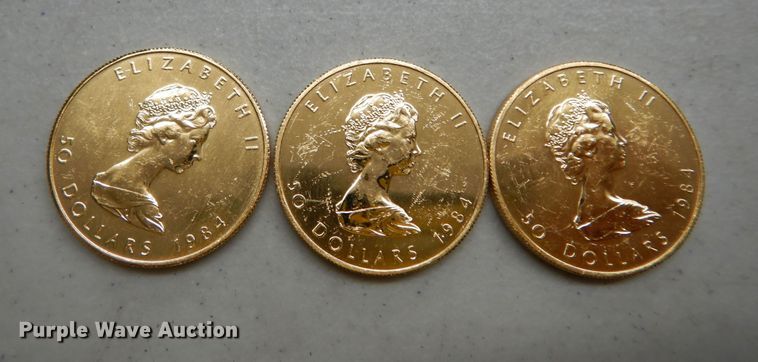 image for item KS9846 (3) 1984 Canadian $50 one ounce fine gold coins