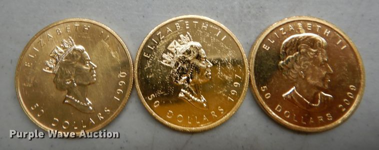 image for item KS9850 (3) Canadian $50 one ounce fine gold coins