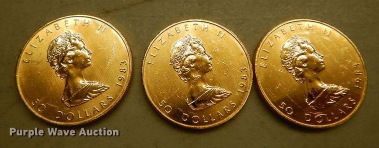 image for item KS9852 (3) 1983 Canadian $50 one ounce fine gold coins
