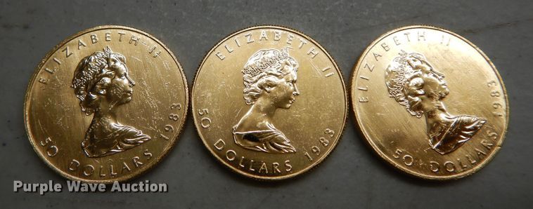 image for item KS9853 (3) 1983 Canadian $50 one ounce fine gold coins