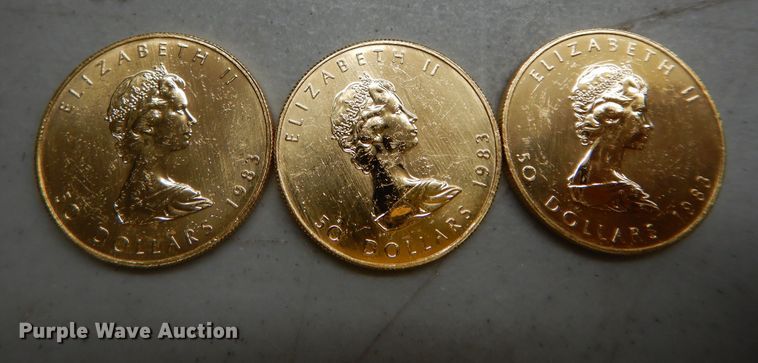 image for item KS9854 (3) 1983 Canadian $50 one ounce fine gold coins