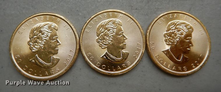 image for item KS9865 (3) 2017 Canadian $50 one ounce fine gold coins