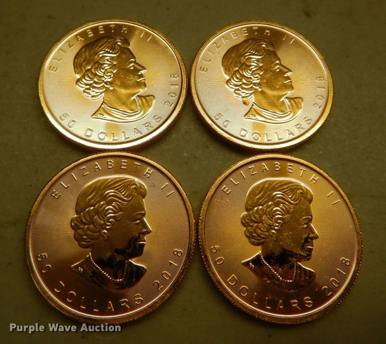 image for item KS9869 (4) 2018 Canadian $50 one ounce fine gold coins