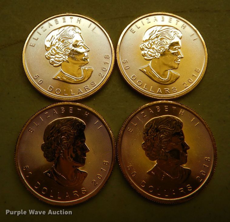 image for item KS9870 (4) 2018 Canadian $50 one ounce fine gold coins