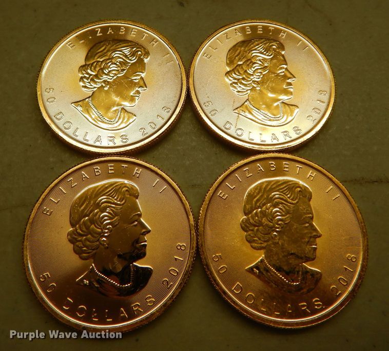 image for item KS9871 (4) 2018 Canadian $50 one ounce fine gold coins