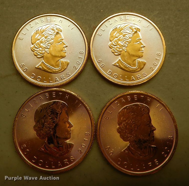 image for item KS9872 (4) 2018 Canadian $50 one ounce fine gold coins