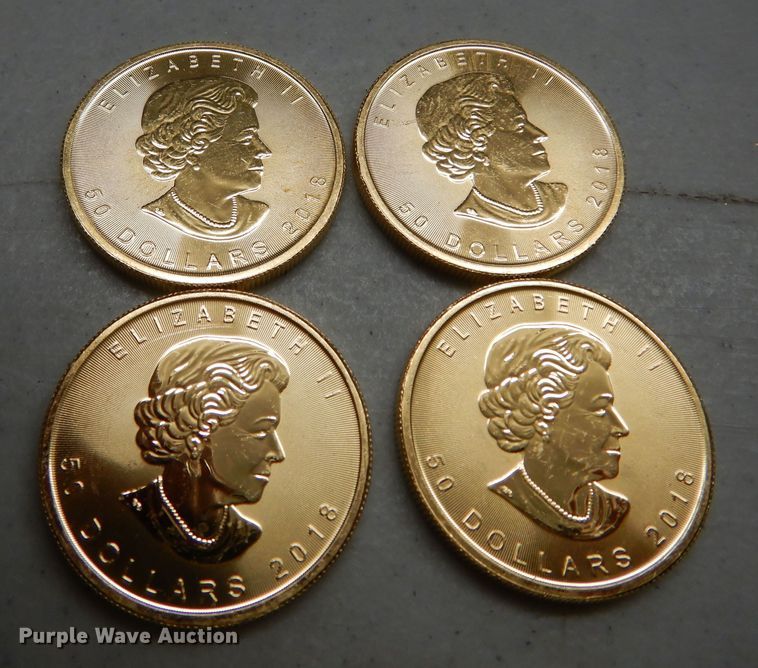 image for item KS9874 (4) 2018 Canadian $50 one ounce fine gold coins