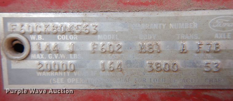 image for item DB7884 1966 Ford F600  grain truck