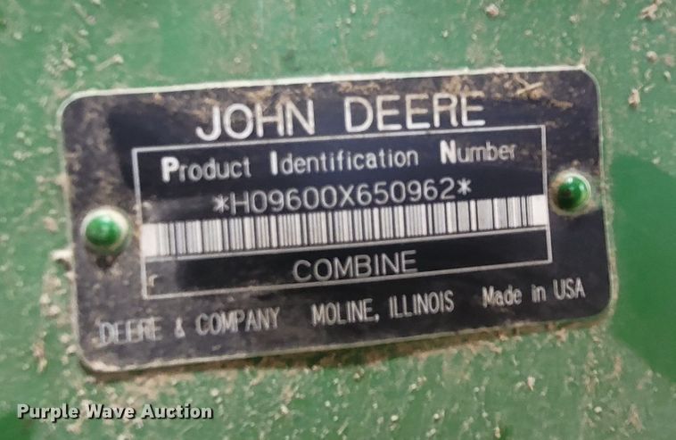 image for item FC9165 John Deere 9600  RWA combine