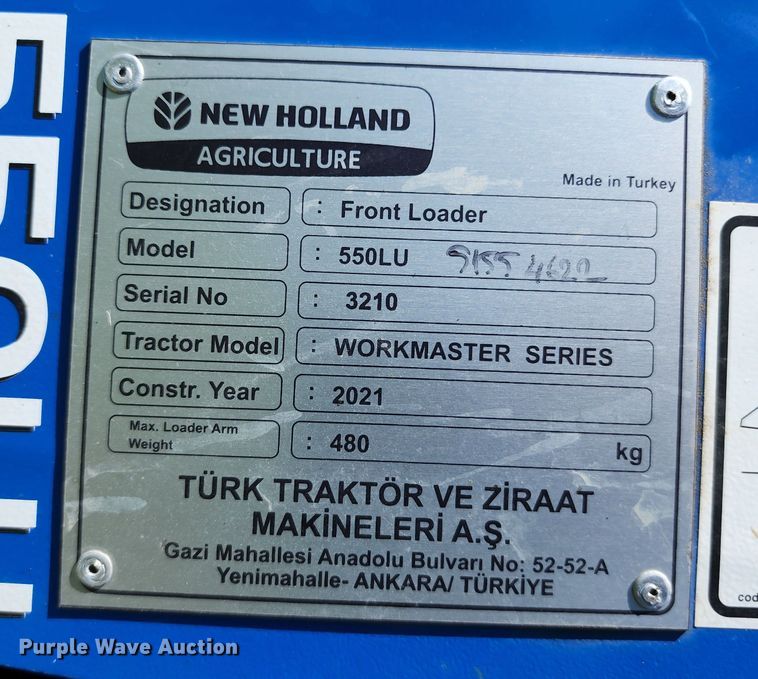 image for item JB9079 2021 New Holland Workmaster 75  MFWD tractor