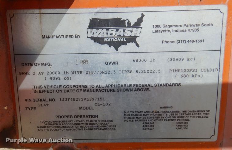 image for item DB7859 1997 Wabash National  flatbed trailer with chiller